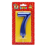Свеча для торта цифра " Миленд " 7, синяя цифра, 19*10*2см, металлик, картонный блистер, европодвес