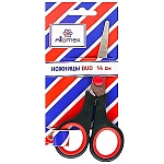 Ножницы " Attomex " Duo 14см металлические, пластиковые ручки с резиновыми вставками, черные с красным, картонная упаковка, европодвес