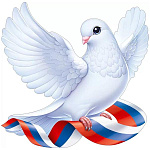 Украшение на скотче " Открытая планета " 190 9 Мая- Голубь левый, с флагом России, 195*200мм, глянцевый УФ-лак