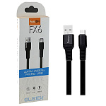 Кабель сетевой USB - micro USB " FaisON " FX6 Sleek черный, плоский, 1м, 2,1А, ткань