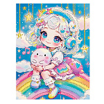 Картина алмазная " Mazari " 20*30см Девочка, состав набора: деревянный подрамник, холст, частичная выкладка, стразы, стилус, желеобразный клей, лоток, в термоусадочной пленке