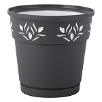 Кашпо " Миленд " Флёр, 1,25л, Антрацит, h=13,3, d=14,0 пластик