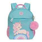 Рюкзак " Grizzly " 22*28*10см мятный, 1 отделение, мягкая спинка, карман на молнии на передней стенке, боковые карманы из сетки, внутренний карман, ручка-петля, нагрудная стяжка-фиксатор со свистком, укрепленные лямки, светоотражающие элементы с четырех с