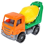Машинка " Рыжий кот " Бетоновоз строительный Илья 22см, желтая, пластик