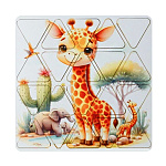 Пазлы деревянные " Задира " 20элементов Жираф, деревянная рамка 20*20*0,5см, термоусадочная пленка