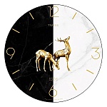 Часы настенные " Миленд " d=30см Золотые олени, без защитного стекла, питание от 1 батарейки АА, батарейки в комплект не входят, материал- МДФ, пластик, картонная упаковка