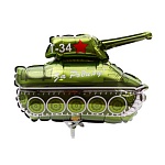 Шар фольгированный фигурный 12"/30см Танк Т-34, крепится с помощью розетки на палочку (в комплект не входят)