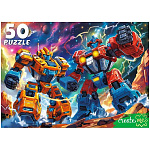 Пазлы " Рыжий кот "  50элементов Космические трансформеры 22,5*16,5см, картонная упаковка 18*12,5*3,5см