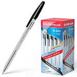 Ручка шариковая " Erich Krause " R-301 Classic Stick черная 1,0мм, шестигранная, рифленый держатель, прозрачный корпус, картонная упаковка