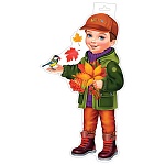 Плакат фигурный " Мир открыток " 0-35 А4 Мальчик с синичкой