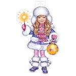 Плакат фигурный " Мир открыток " 0-35 А3 Новогодний- Девочка с елочной игрушкой