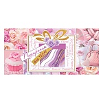Конверт для денег " Мир открыток " 2-16 Подарочек для тебя! Цветы и сладости, 168*83мм, блестки, рельеф