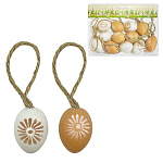 Набор пасхальный " KWELT " Пасхальные яйца, 12шт, 3*4*2см, на веревке, ассорти, пакет, европодвес