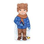 Плакат фигурный " Империя поздравлений " 933 А3 Новогодний- Мальчик со снегирем, без отделки