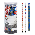 Карандаш ч/гр " Hatber " Россия НВ с ластиком, ассорти, круглый, заточенный, в пластиковой тубе