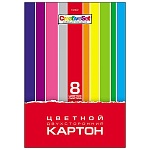 Картон цветной А4 мелованный, двухсторонний, 8л 8цв " Hatber " Creative Set, 190г/м2, в папке