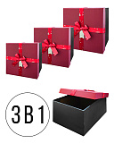 Набор коробок " KWELT " 3в1 23*23*14см, 20*20*12см, 17*17*10см Happy Valentine's day, цвет - бордо/черный, атласный бант, картон/ПВХ