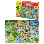 Пазл-виммельбух " Рыжий кот " 24элемента Зоопарк, размер поля 32*47,5см, картонная упаковка 24,4*18,6*4,7см