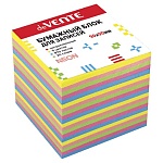 Блок бумаги " deVente " 9*9*9см неон 5 цветов (зеленый, оранжевый, малиновый, розовый, желтый), непроклеенный, 20 слоев