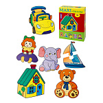 Пазлы " Рыжий кот " Макси. Любимые игрушки, состав набора: 6 картинок, 2-3 элементов, картонная упаковка 40*29,5*21,5см