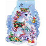 Плакат фигурный " Мир поздравлений " 936 А3 Новогодний- Символ года- Лошадка сказочная, без отделки