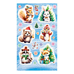 Наклейки " Мир открыток " 0-11 Новогодние- Зверушки, 98*159мм