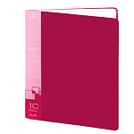 Папка 10файлов " Бюрократ " А4 красный, пластик 0,6мм,торцевой карман с бумажной вставкой