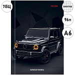 Записная книжка МАЛЫЙ ФОРМАТ А6 7БЦ 96л " Проф-Пресс " Черный автомобиль- 4, клетка, обложка - глянцевый ламинированный картон, сшивка