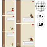 Тетрадь А5 18л клетка " Hatber " Жж-Мяу, офсет, на скобе, обложка - мелованный картон, тиснение, скругленные углы, 5 дизайнов в спайке
