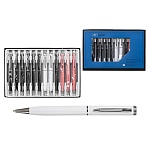 Ручка шариковая " Basir " синяя 0,7мм металлическая, поворотный механизм, цветной корпус, ассорти, клип и наконечник серебристые