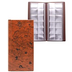 Альбом для монет " ДПС " 72 монеты 110*222мм, выдвижные карманы 35*38мм, коричневый, обложка - ПВХ, рисунок нанесен шелком