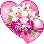 Украшение на скотче " Мир открыток " 7-65 А5 Сердца свадебные- Букет