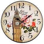 Часы настенные " Миленд " d=30см Прекрасный Биг Бен, питание от 1 батарейки АА, батарейки в комплект не входят, материал- МДФ, пластик, картонная упаковка