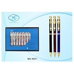 Ручка шариковая " Basir " синяя 0,7мм металлическая, поворотный механизм, цветной корпус (ассорти), клип и наконечник-золотистые со стразами