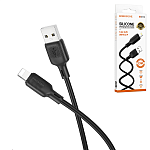 Кабель сетевой USB - Lightning " Borofone " BX113 Lenny черный, круглый, 1м, 2,4А, силикон
