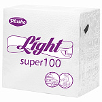 Салфетки бумажные 1-слойные " Plushe " Light, 90шт Белые, 100% целлюлоза, 22,5*22,5см