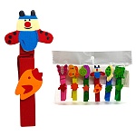 Прищепки декоративные " KWELT " Веселые зверушки деревянные 6шт 72*10мм, пакет, европодвес