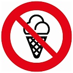 Наклейка-указатель " Миленд " 9-82 Запрещено с мороженным, 106*106мм