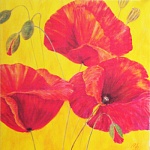 Постер магнитный 300*300мм " Любимые маки " Винил, холст, европодвес