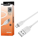 Кабель сетевой USB - Lightning " Borofone " BX14 LinkJet белый, круглый, 2м, 2,4А, силикон
