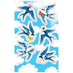 Наклейки " Мир открыток " 0-11 А6 Ласточки с цветами, без отделки