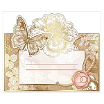 Банкетная карточка без надписи " Праздник " 150 Бабочка, цветок, 106*64мм, фольга золотая, текст