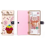 Конверт для денег деревянный (купюрница) " На сладкую жизнь ", на кнопке, фигурная вырезка, декоративные элементы, 165*100*9мм