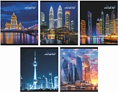 Тетрадь А5 48 л "Ночные огни", 165х205 мм, на скобе, клетка, обложка - мелованный картон