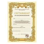 Сертификат на исполнение желания А3 409 " Отлично " золотой, мелованный картон 190г/м2, без отделки