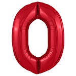 Шар фольгированный " Браво " 40"/102см Цифра-0 красный, в упаковке