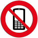 Наклейка-указатель " Миленд " 9-82 Запрещено телефон, 106*106мм