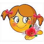 Украшение на скотче " Праздник " 190 Смайл-девочка с цветочком, 196*96мм, вспененный скотч