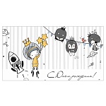 Конверт для денег " Миленд " Dream Cards Soft Touch С днем рождения! Космос, ежики, 168*84мм