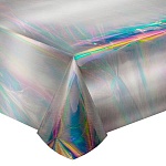 Скатерть " Веселуха " 137*234см Делюкс серебро, лазерная фольгированная с металлизированным эффектом